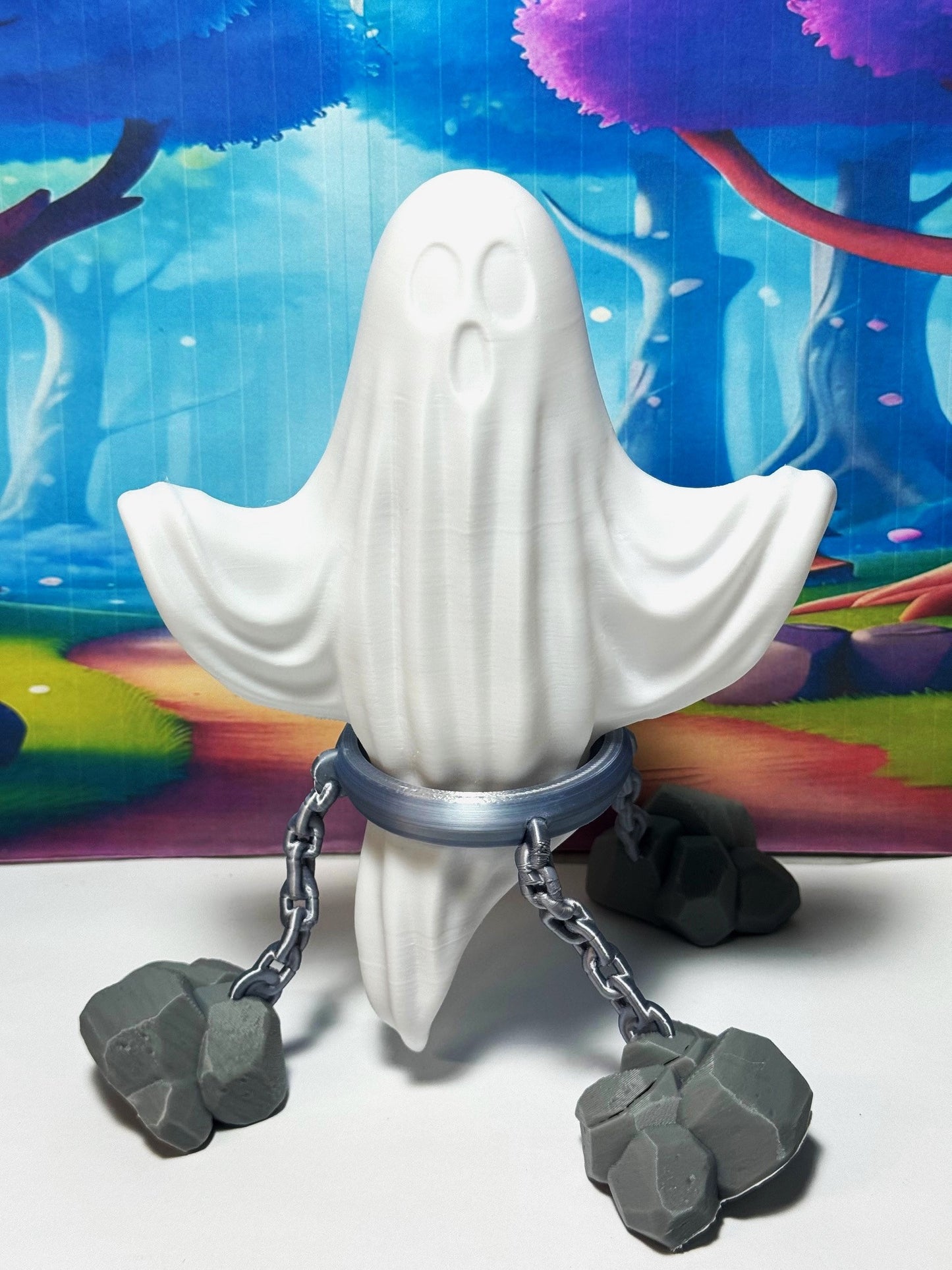 Cute Ghost Halloween Night Light, 7" 3D Printed Ghost with Tea Light, Night Light for Adults, Halloween Decor