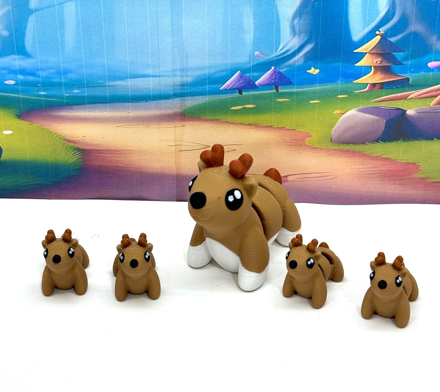5pcs 3d Printed Christmas Reindeers, Articulated Mini Reindeer Charms, Christmas Animal Figure Ornaments - AR001-5X