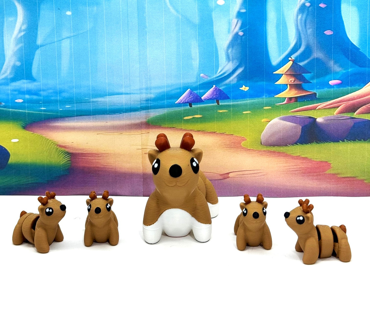 5pcs 3d Printed Christmas Reindeers, Articulated Mini Reindeer Charms, Christmas Animal Figure Ornaments - AR001-5X