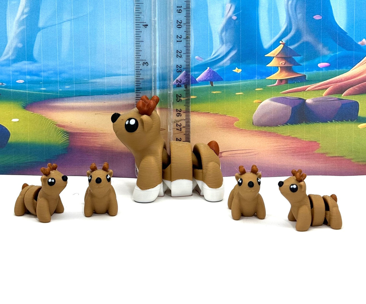 5pcs 3d Printed Christmas Reindeers, Articulated Mini Reindeer Charms, Christmas Animal Figure Ornaments - AR001-5X