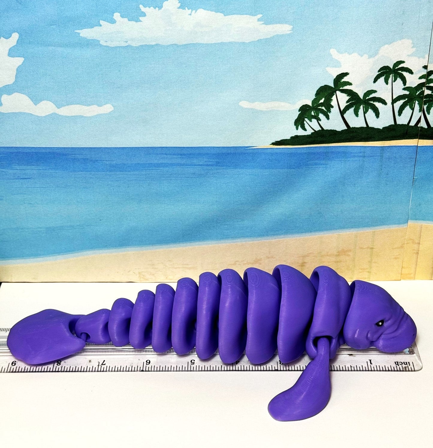 Articulated Manatee, 3D Printed Manatee, 3D Printed Animals, 9" Full Articulated Fidget Toys, Sea Animal Desk Decor, Purple Manatee