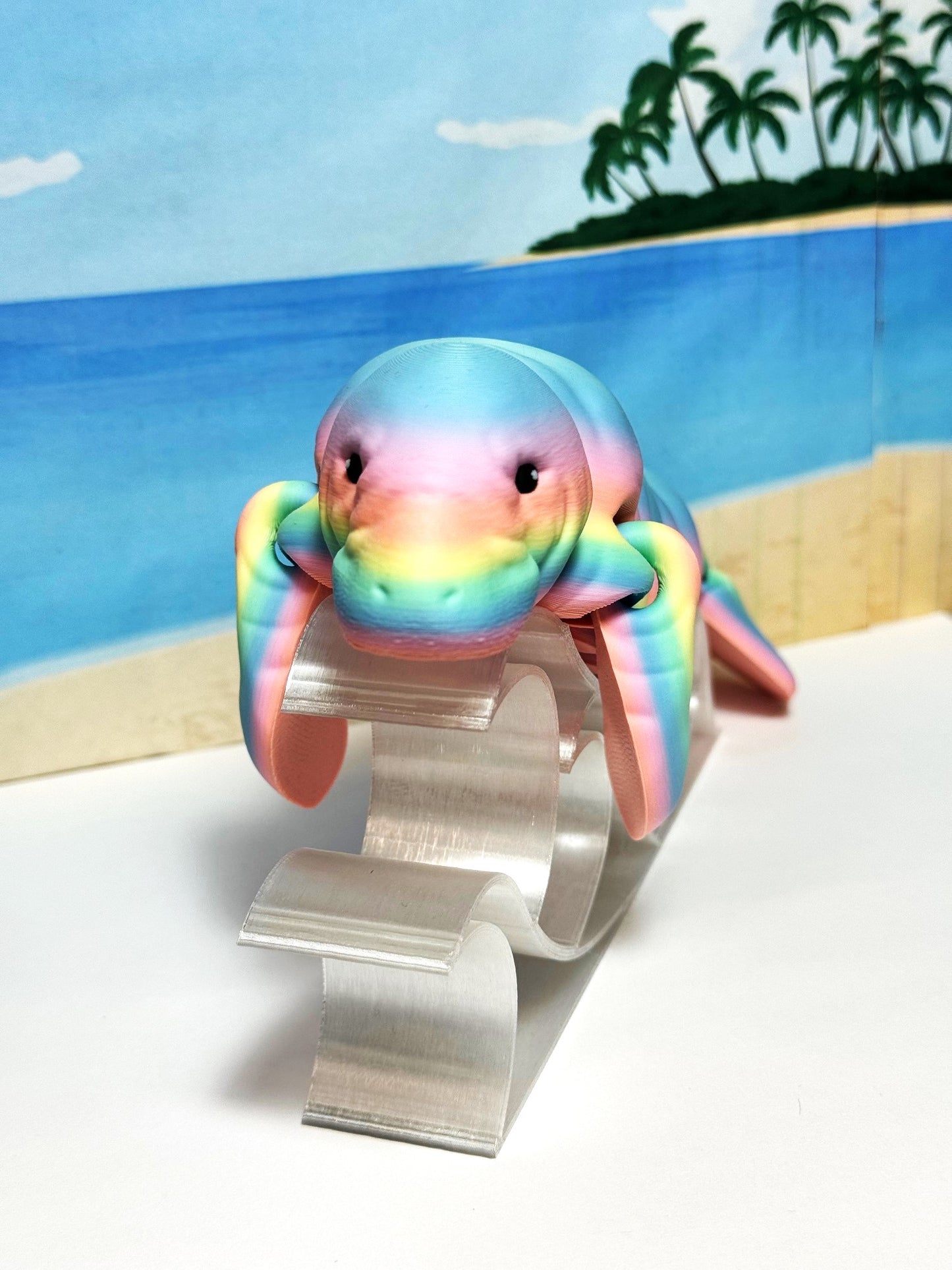 Articulated Manatee, 3D Printed Manatee, 3D Printed Animals, 9" Full Articulated Fidget Toys, Sea Animal Desk Decor, Rainbow Manatee