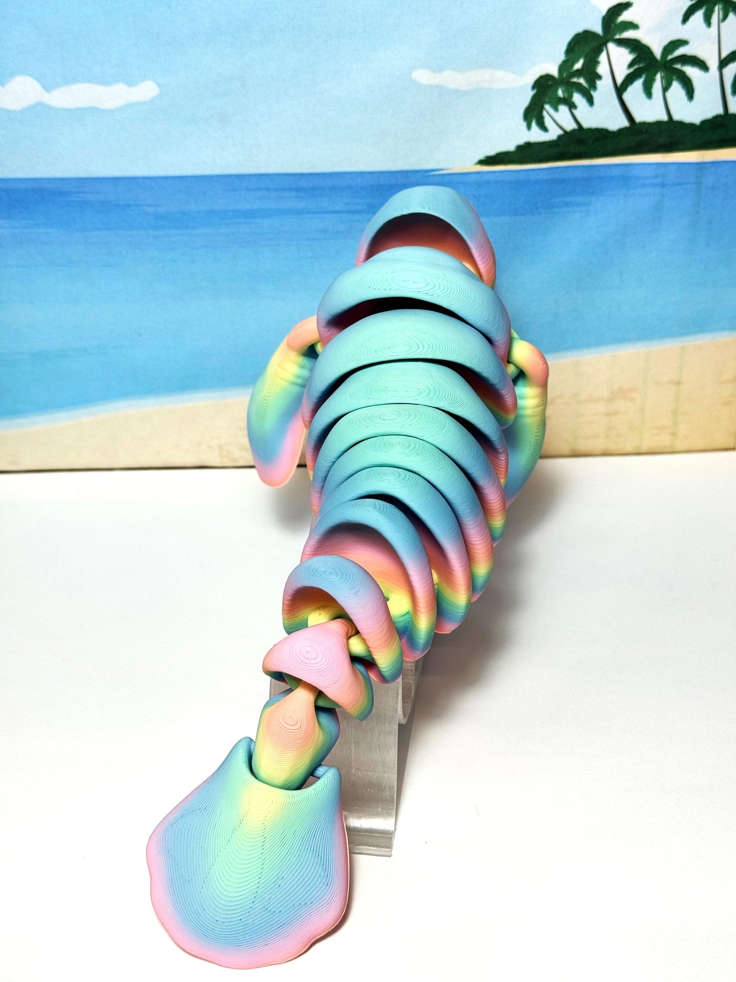 Articulated Manatee, 3D Printed Manatee, 3D Printed Animals, 9" Full Articulated Fidget Toys, Sea Animal Desk Decor, Rainbow Manatee