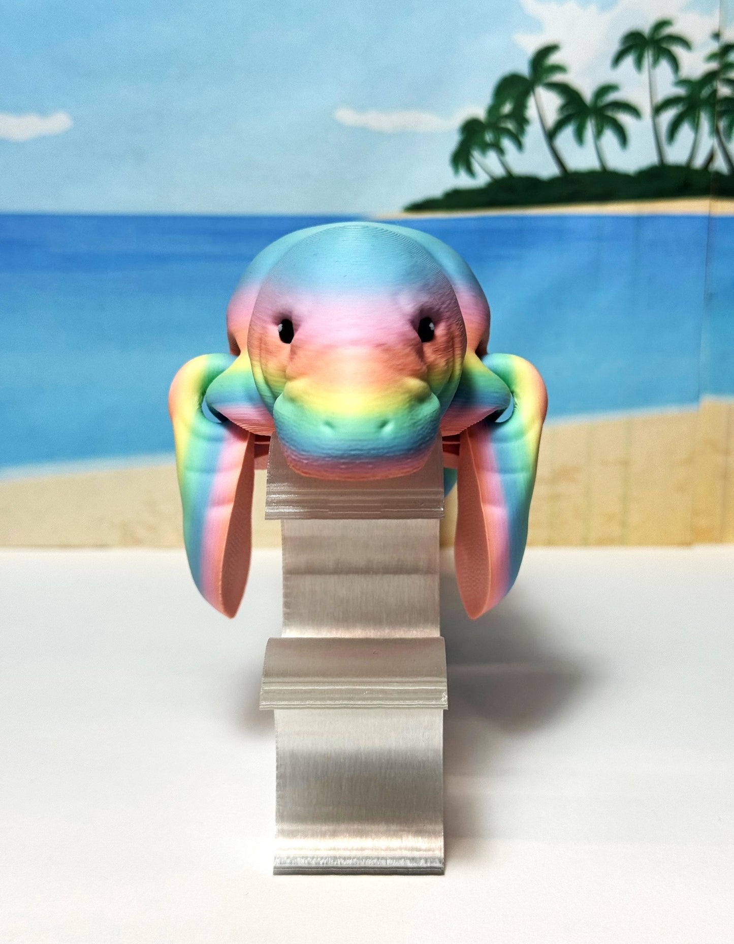 Articulated Manatee, 3D Printed Manatee, 3D Printed Animals, 9" Full Articulated Fidget Toys, Sea Animal Desk Decor, Rainbow Manatee
