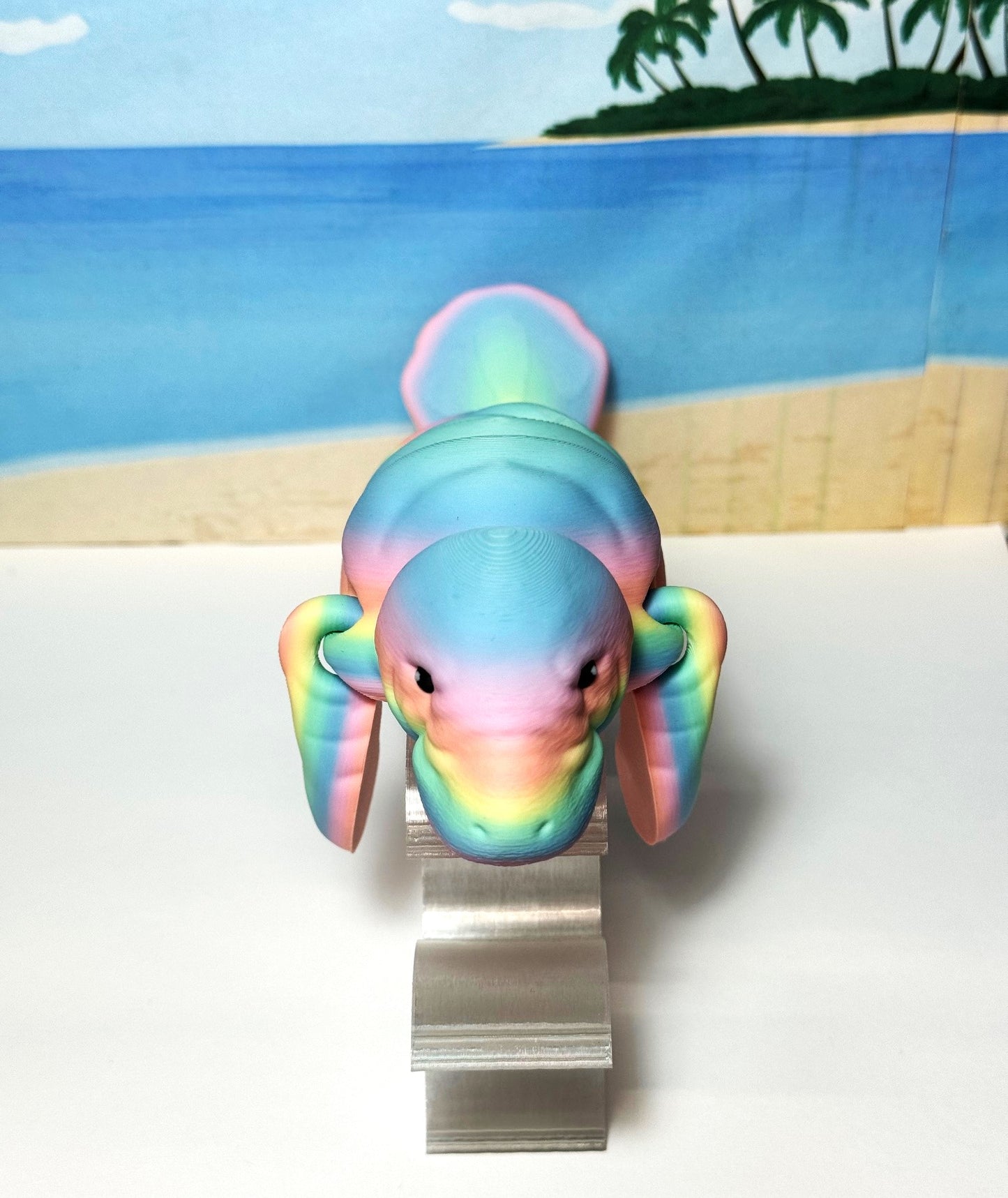 Articulated Manatee, 3D Printed Manatee, 3D Printed Animals, 9" Full Articulated Fidget Toys, Sea Animal Desk Decor, Rainbow Manatee