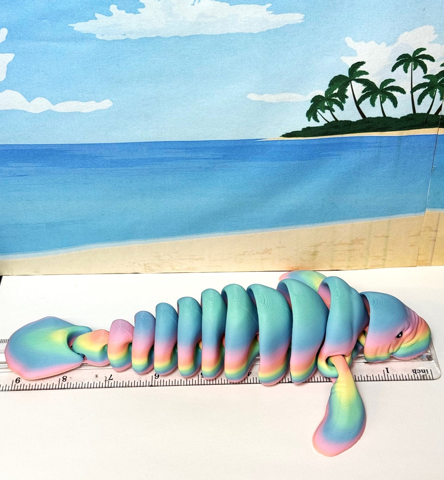 Articulated Manatee, 3D Printed Manatee, 3D Printed Animals, 9" Full Articulated Fidget Toys, Sea Animal Desk Decor, Rainbow Manatee