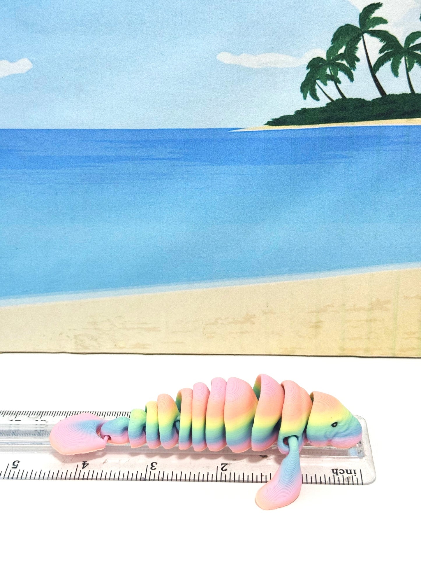 Cute Articulated Manatee, 3D Printed Manatee, 4.5" Full Articulated Rainbow Manatee, Sea Animal Desk Decor