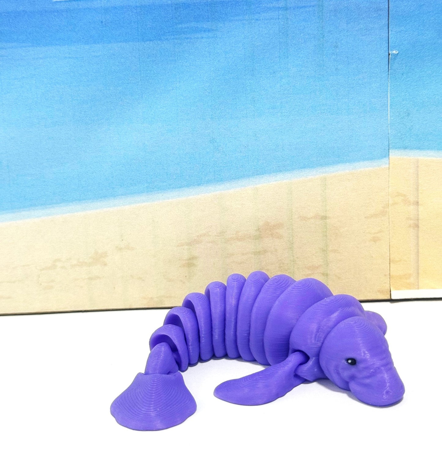 2pcs Cute 3D Printed Manatee, 9" Full Articulated Flexible Fidget Toy, Sea Animal Creatures, Stress Relief Fidget Toy