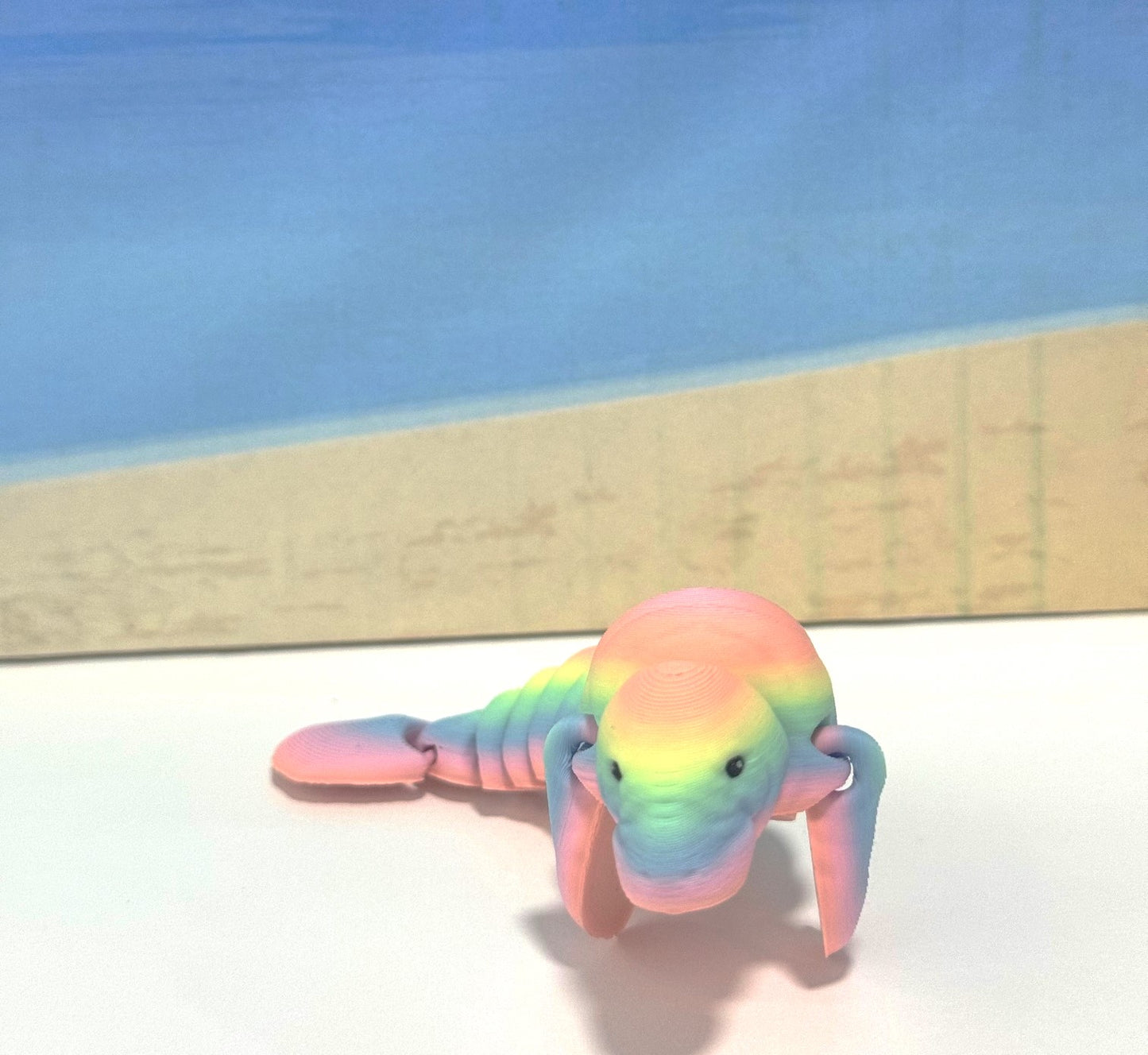 Cute Articulated Manatee, 3D Printed Manatee, 4.5" Full Articulated Rainbow Manatee, Sea Animal Desk Decor