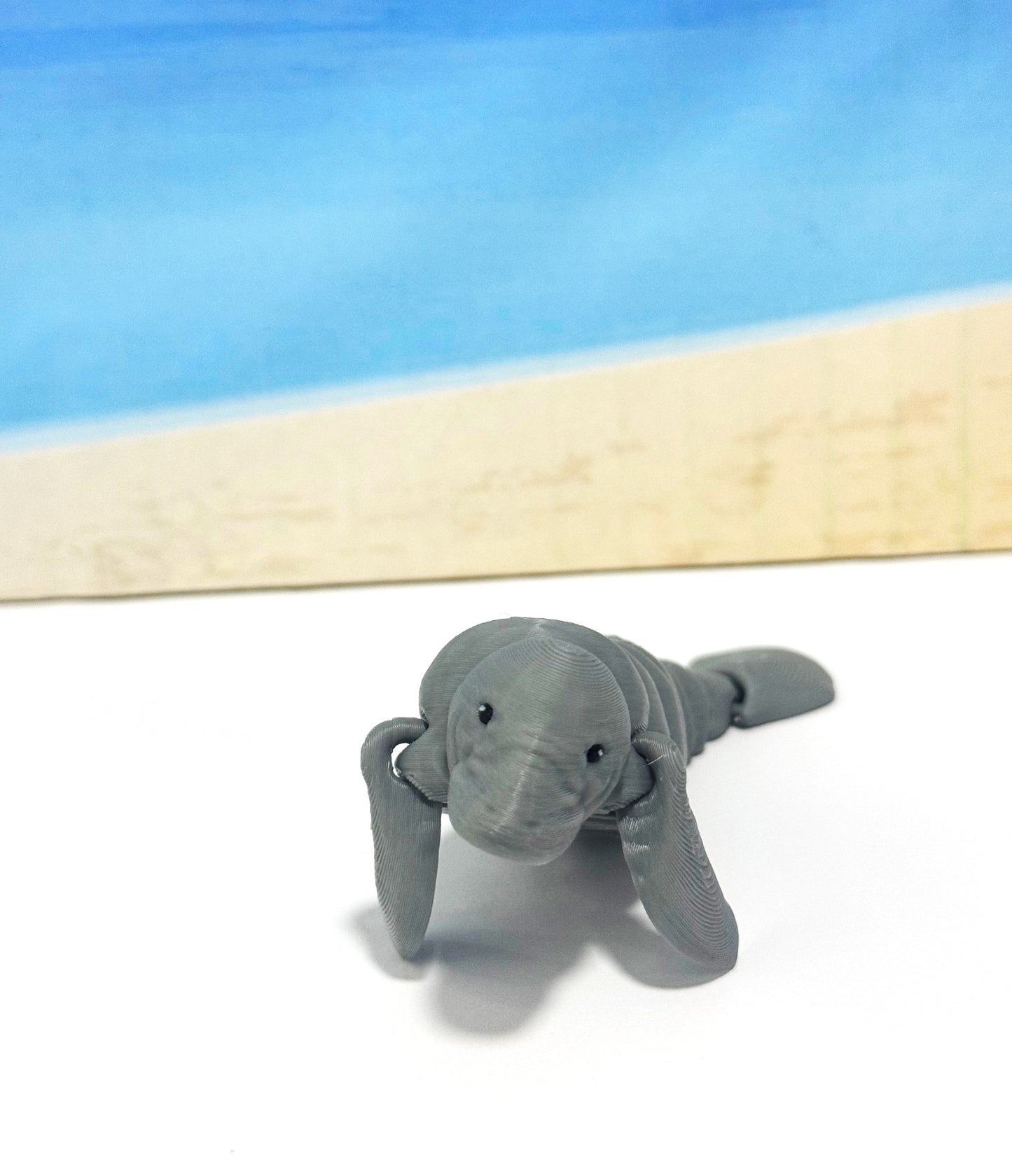 Cute Articulated Manatee, 3D Printed Manatee, 4.5" Full Articulated Sea Animal Desk Decor, 3D Printed Gray Manatee