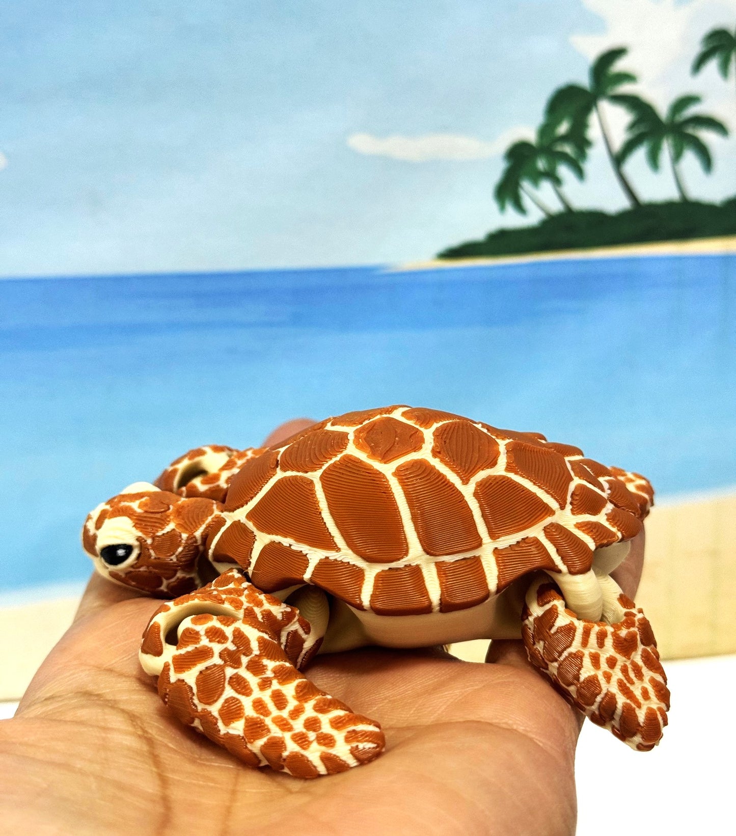 Cute Articulated Sea Turtle, 4" 3d Printed Sea Turtle, Flexible Fidget Toy, Sea Animal Creatures