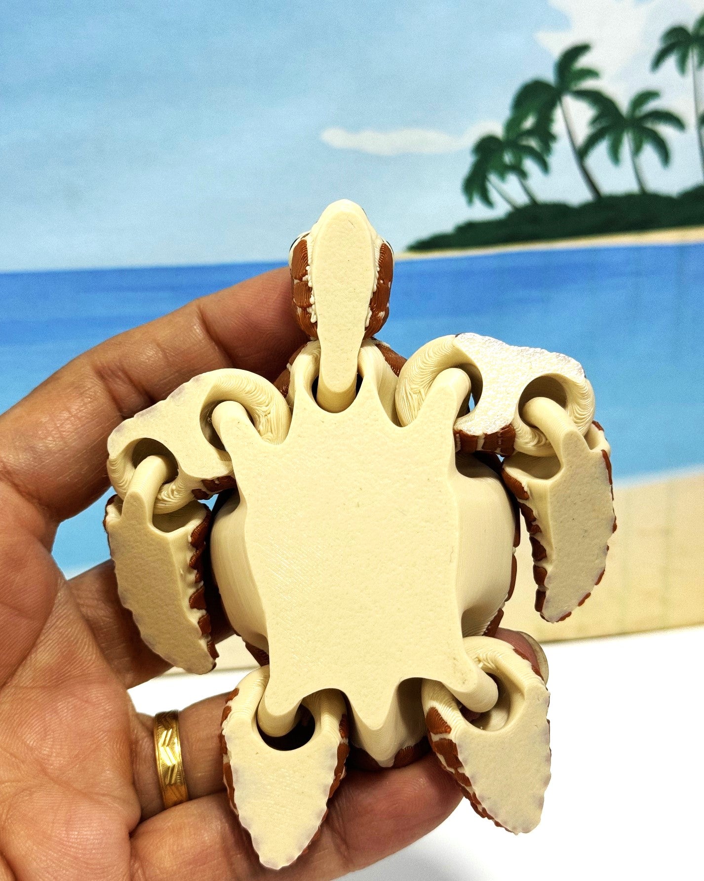 Cute Articulated Sea Turtle, 4" 3d Printed Sea Turtle, Flexible Fidget Toy, Sea Animal Creatures