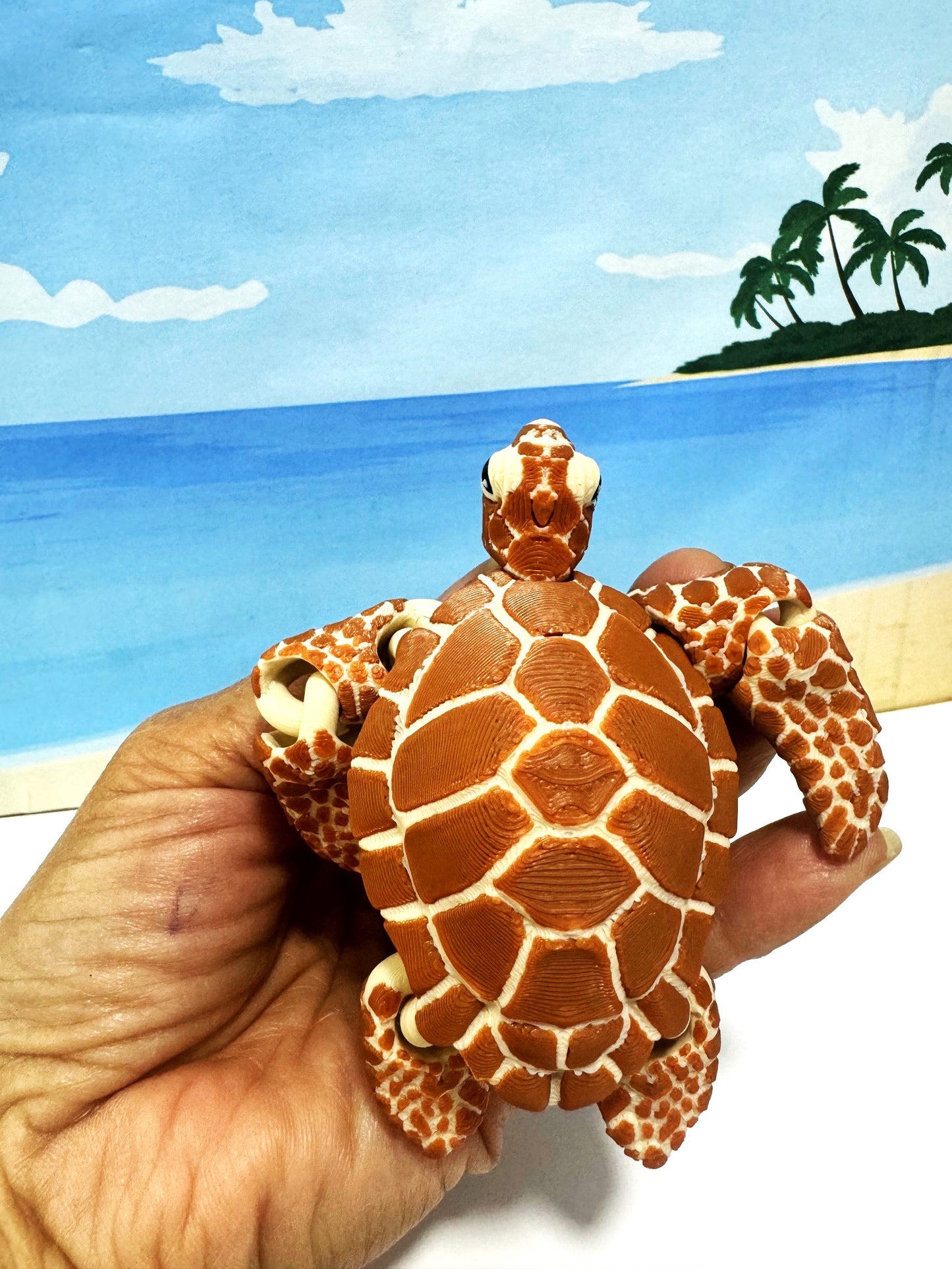Cute Articulated Sea Turtle, 4" 3d Printed Sea Turtle, Flexible Fidget Toy, Sea Animal Creatures