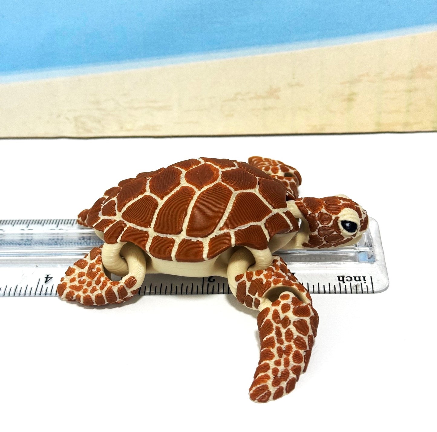Cute Articulated Sea Turtle, 4" 3d Printed Sea Turtle, Flexible Fidget Toy, Sea Animal Creatures