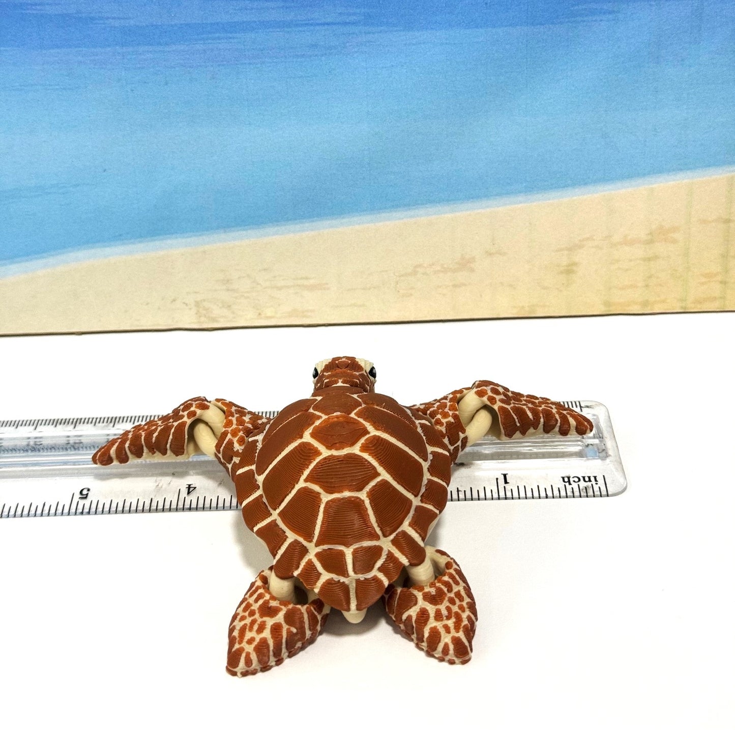 Cute Articulated Sea Turtle, 4" 3d Printed Sea Turtle, Flexible Fidget Toy, Sea Animal Creatures