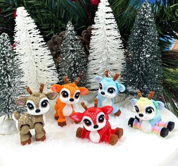 5pcs 3d Printed Mini Reindeers, Christmas Baby Reindeers Charms, Fidget ADHD Autism Toy, Holiday Decor - MCR002X5