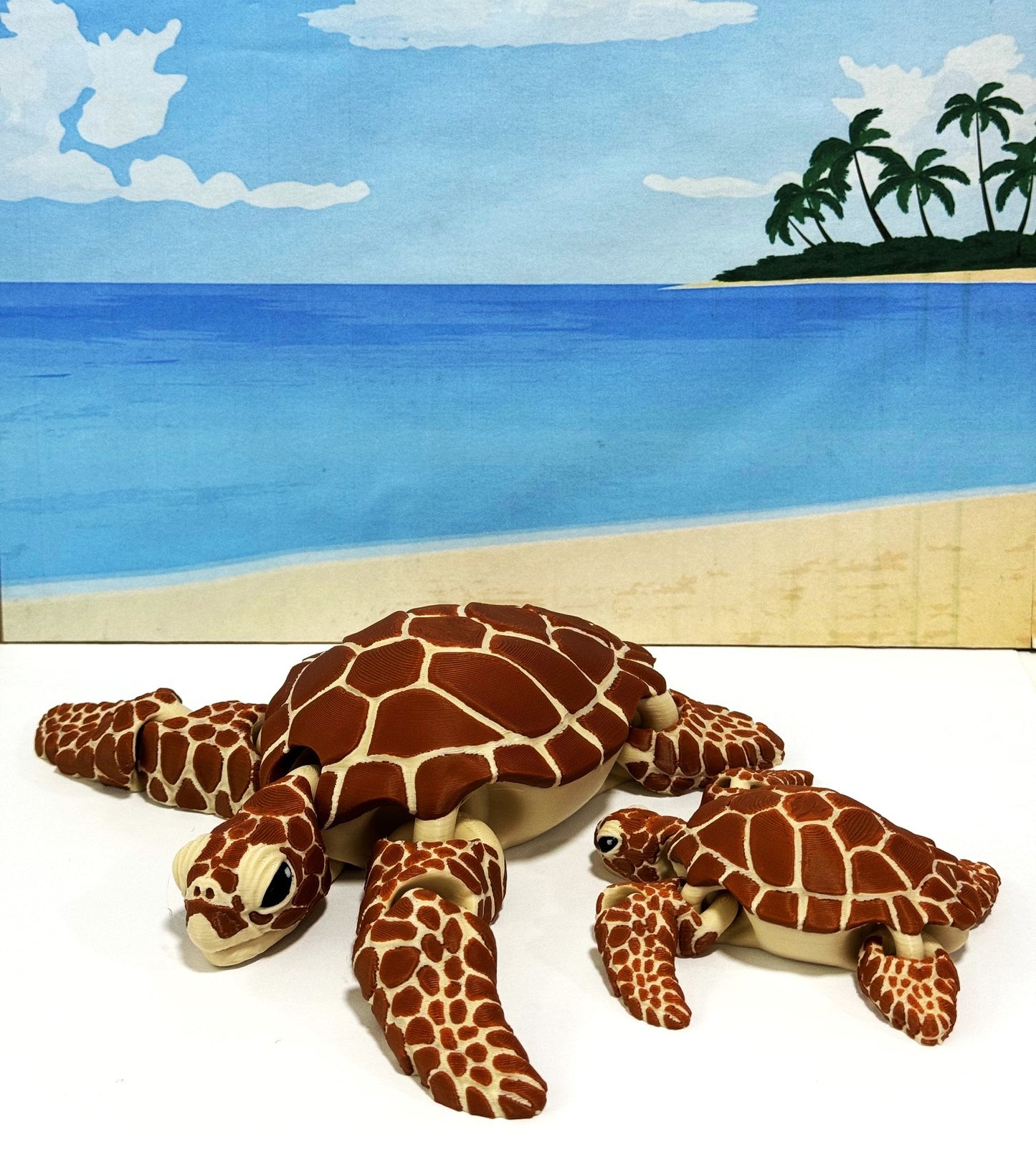 2pcs Cute Articulated Sea Turtle, 3d Printed Mother and Child Sea Turtle, Flexible Fidget Toy, Sea Animal Creatures