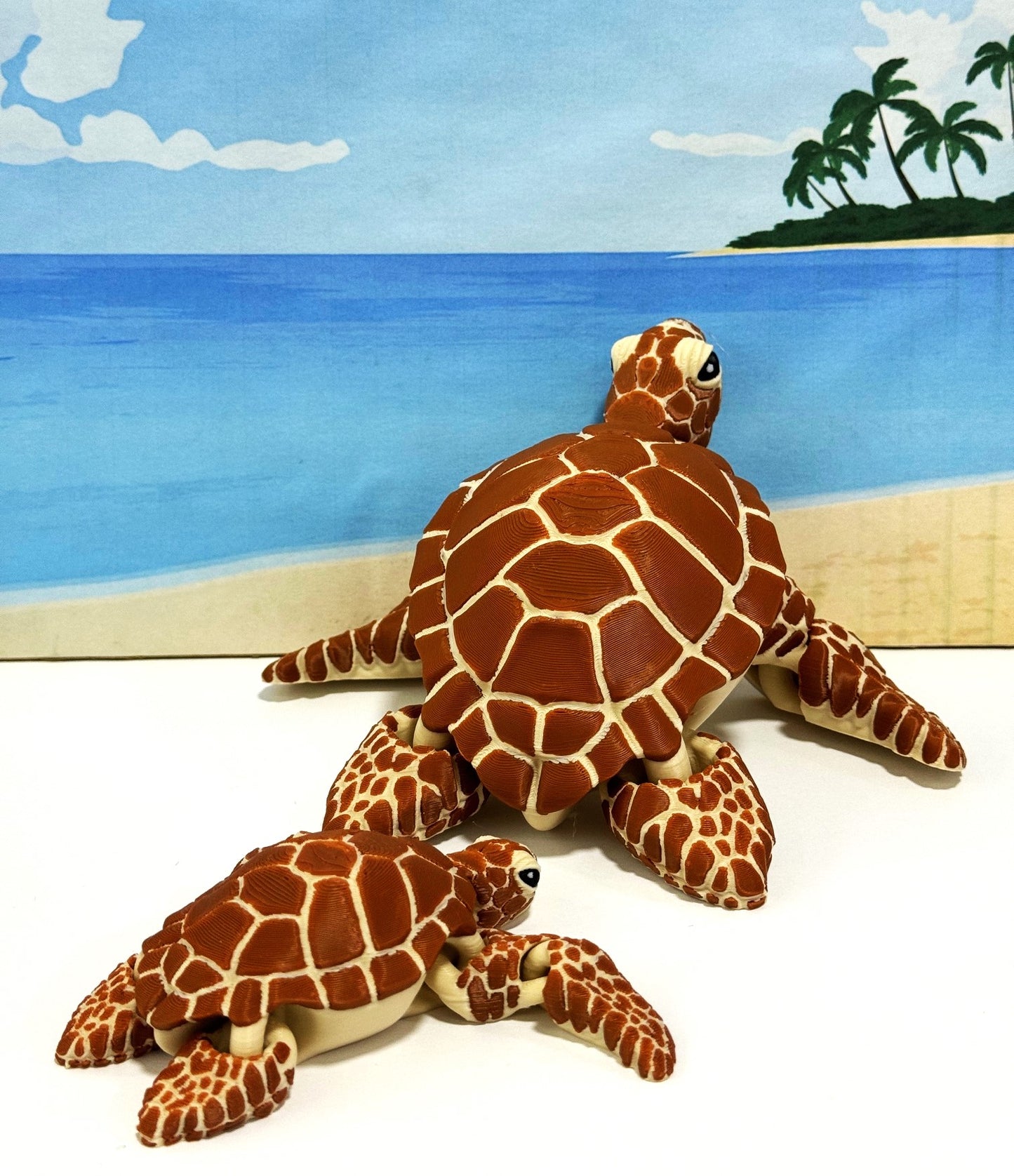 2pcs Cute Articulated Sea Turtle, 3d Printed Mother and Child Sea Turtle, Flexible Fidget Toy, Sea Animal Creatures