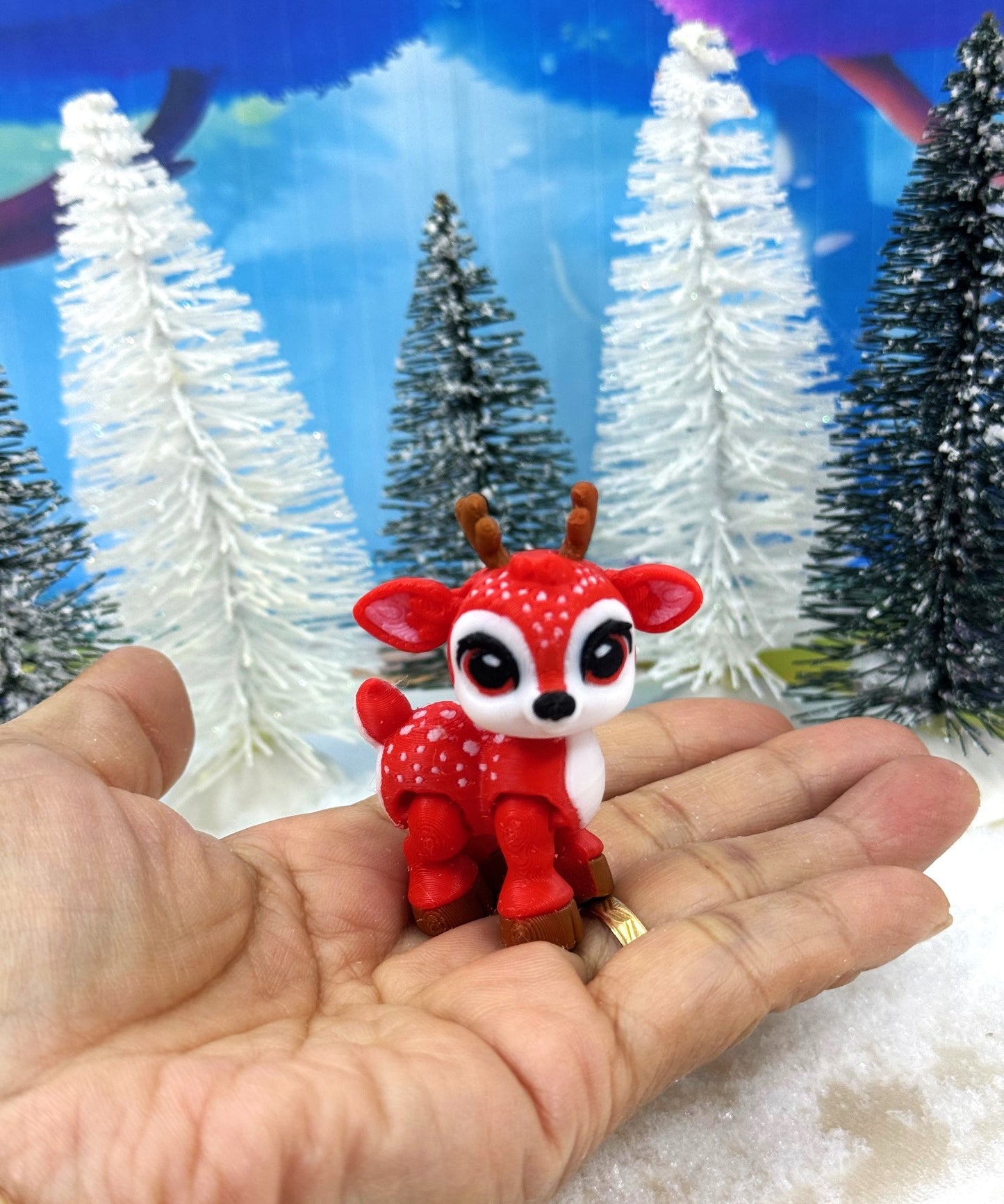 5pcs 3D Printed Reindeers, Articulated Christmas Baby Reindeers, Fidget ADHD Autism Toy, Holiday Decor - ABR001-RED