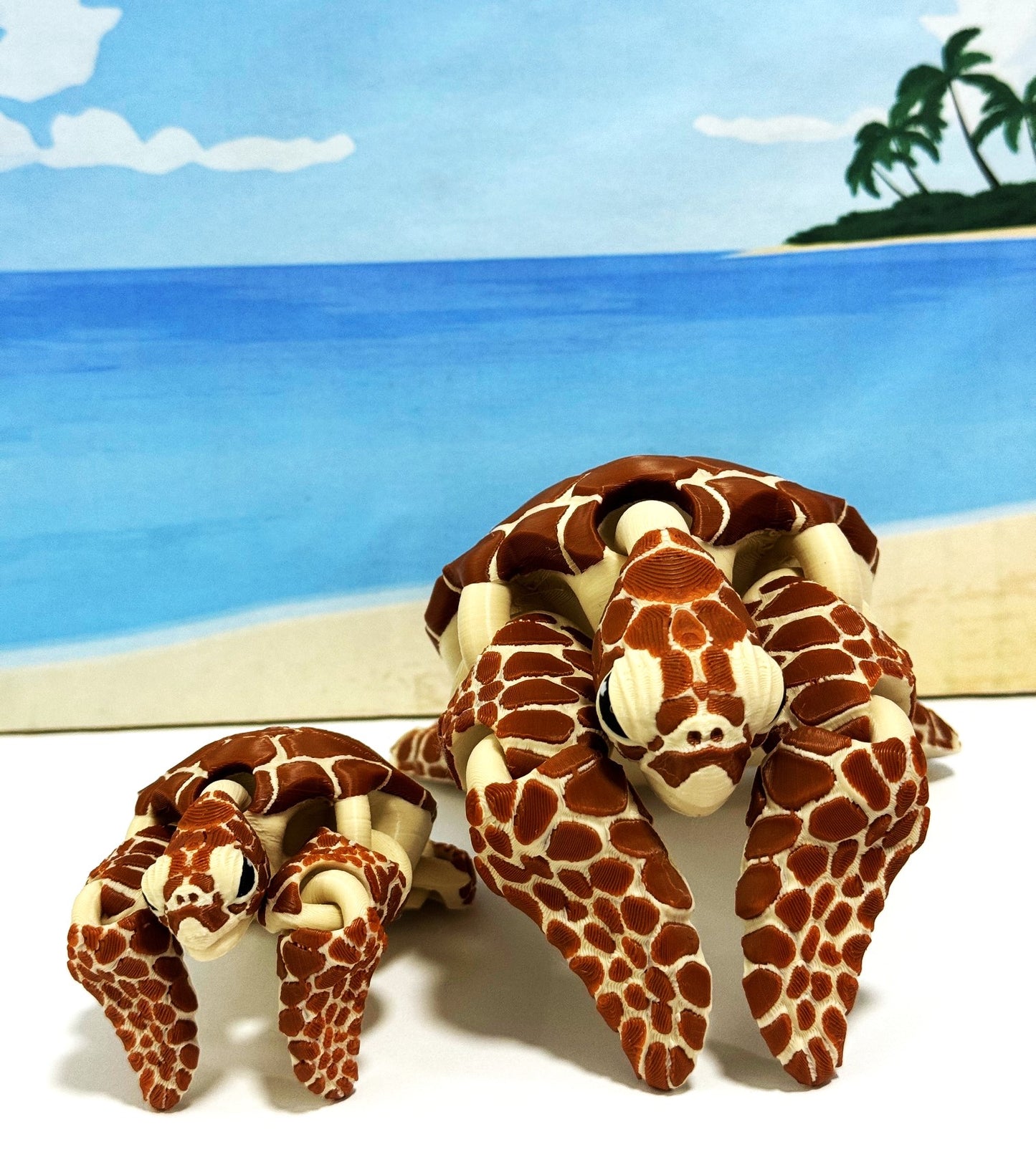 2pcs Cute Articulated Sea Turtle, 3d Printed Mother and Child Sea Turtle, Flexible Fidget Toy, Sea Animal Creatures