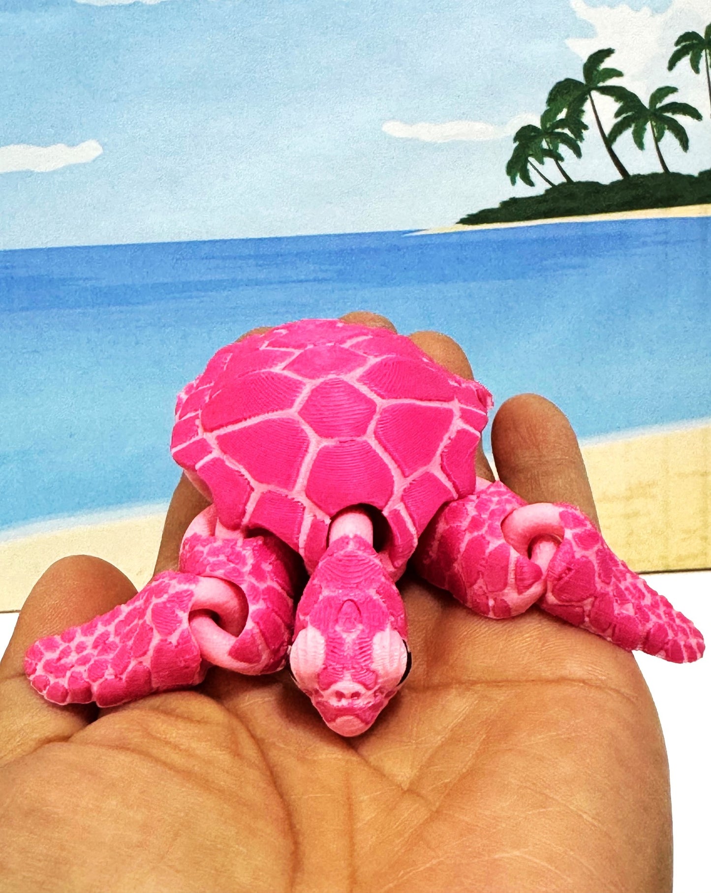 Cute Articulated Sea Turtle, 4" 3d Printed Sea Turtle, Flexible Fidget Toy, Sea Animal Creatures