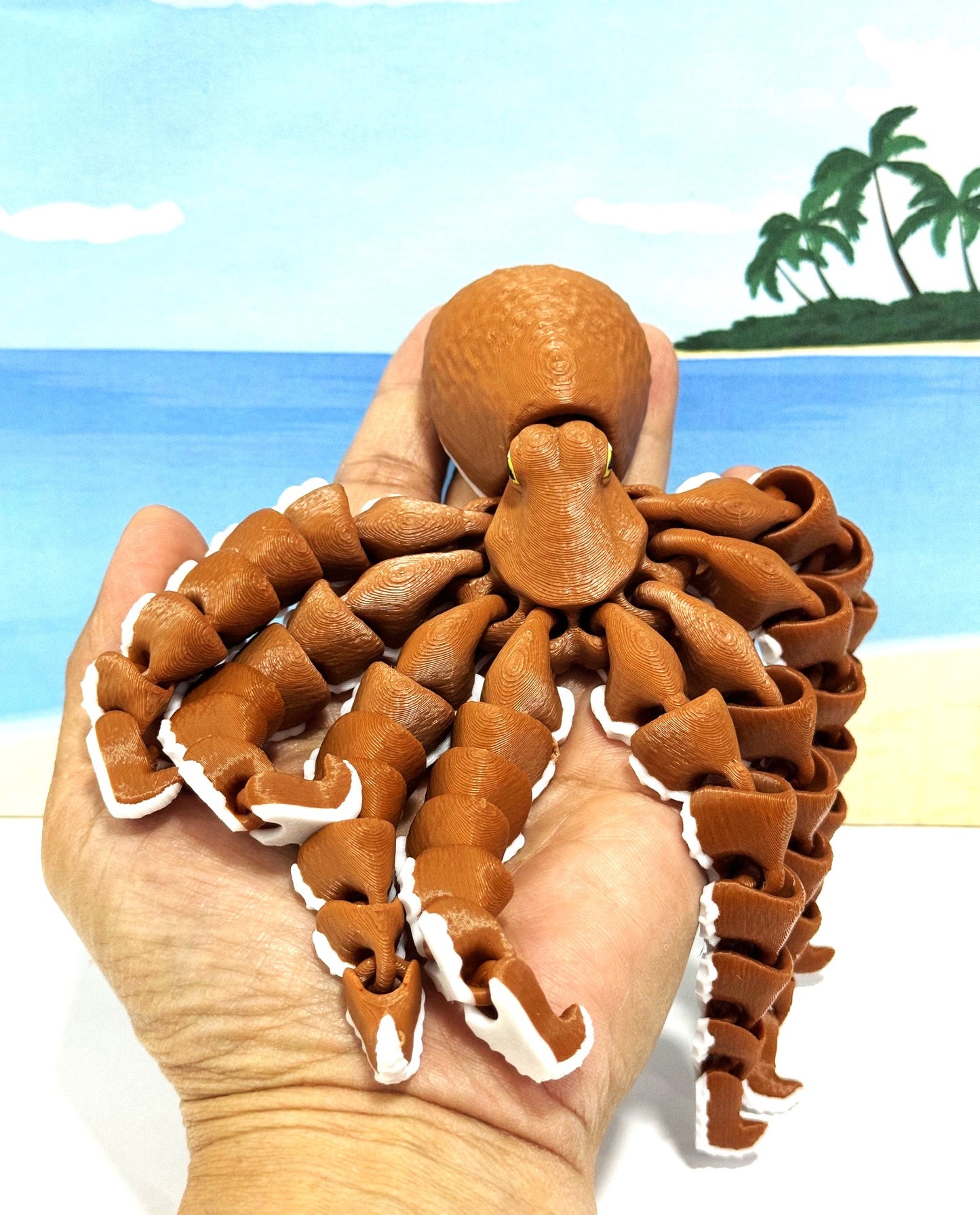 Cute Articulated Octopus, 7" 3D Printed Octopus, Flexible Fidget Toy, Sea Animal Creatures