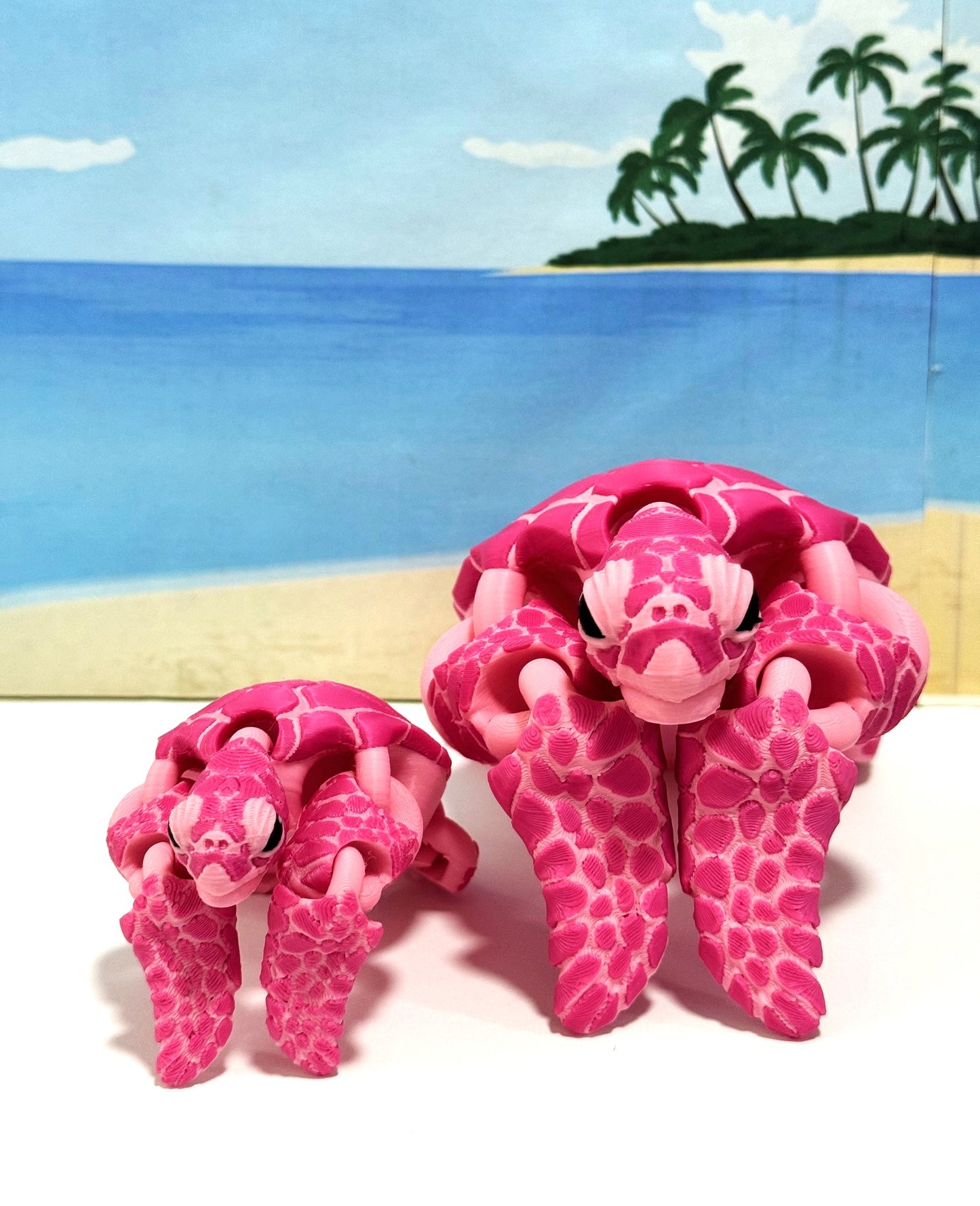 2pcs Articulated Sea Turtle, Cute 3D Printed Mother and Child Sea Turtle, Flexible Fidget Toy, Sea Animal Creatures