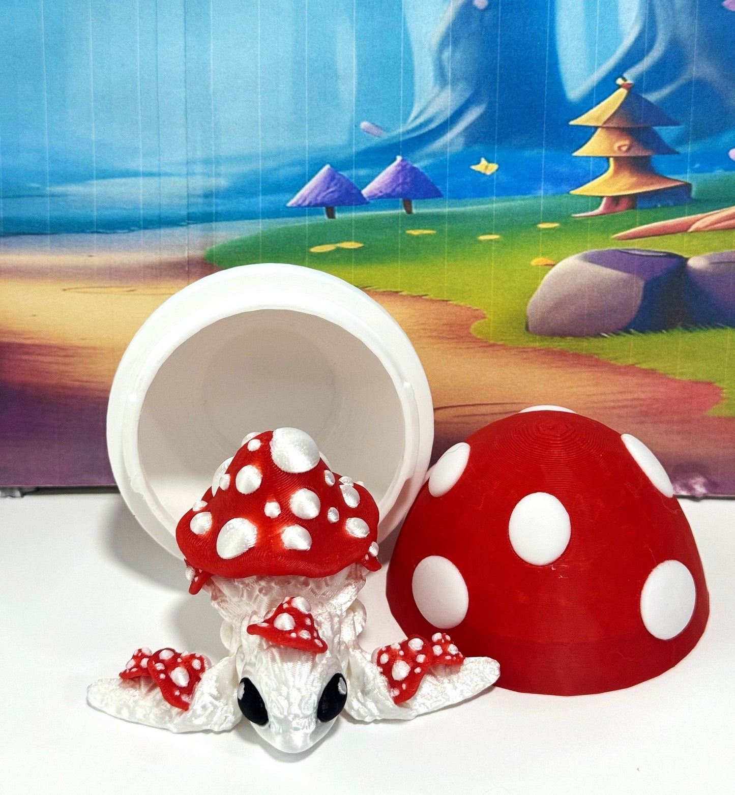 Articulating Mushroom Turtle, 3" Fall Halloween Decor Desk Decor Fidget ADHD Toy - AMT001-RED