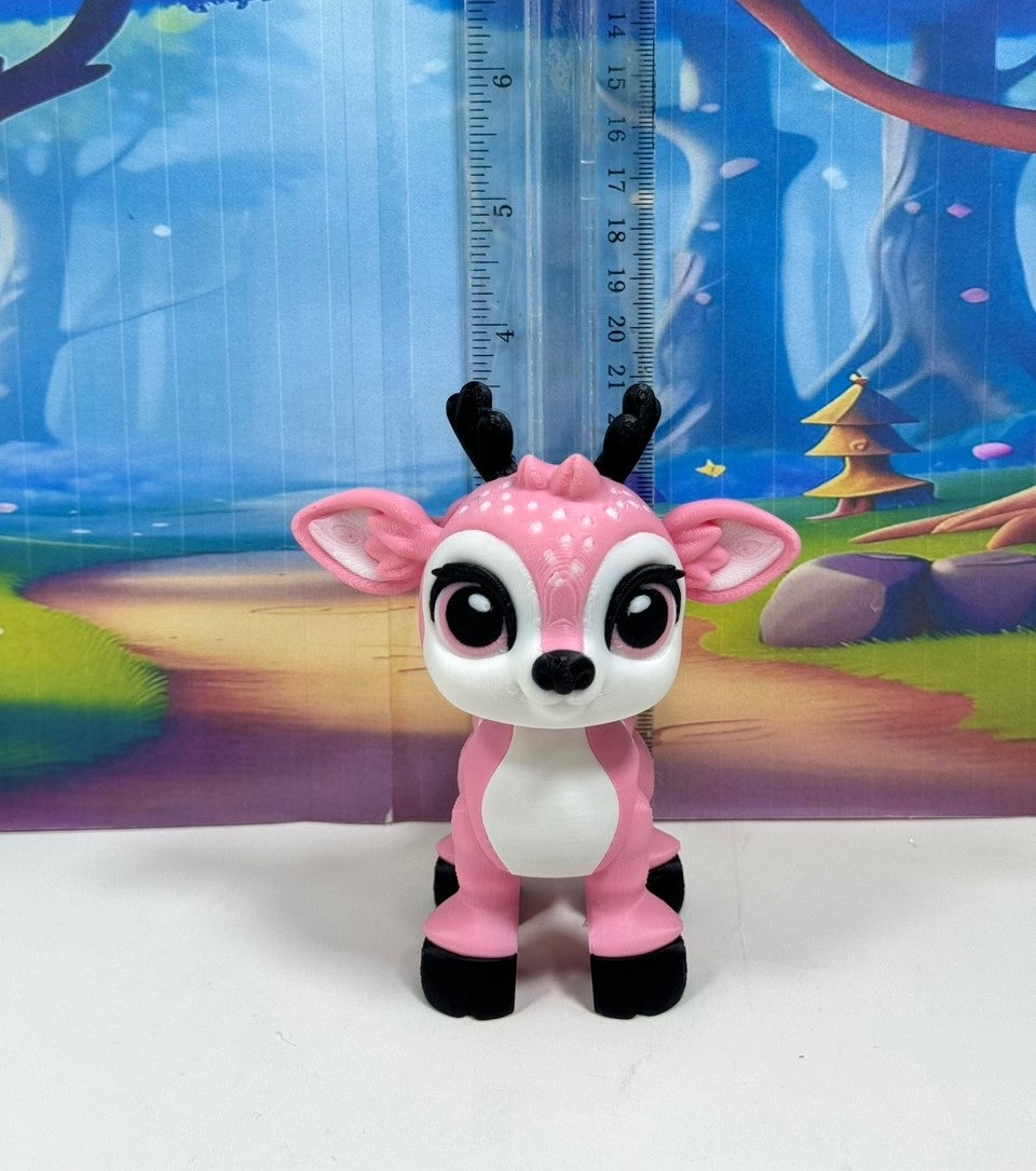 5pcs 3D Printed Reindeers, Articulated Christmas Baby Reindeers, Fidget ADHD Autism Toy, Holiday Decor - ABR001-PINK