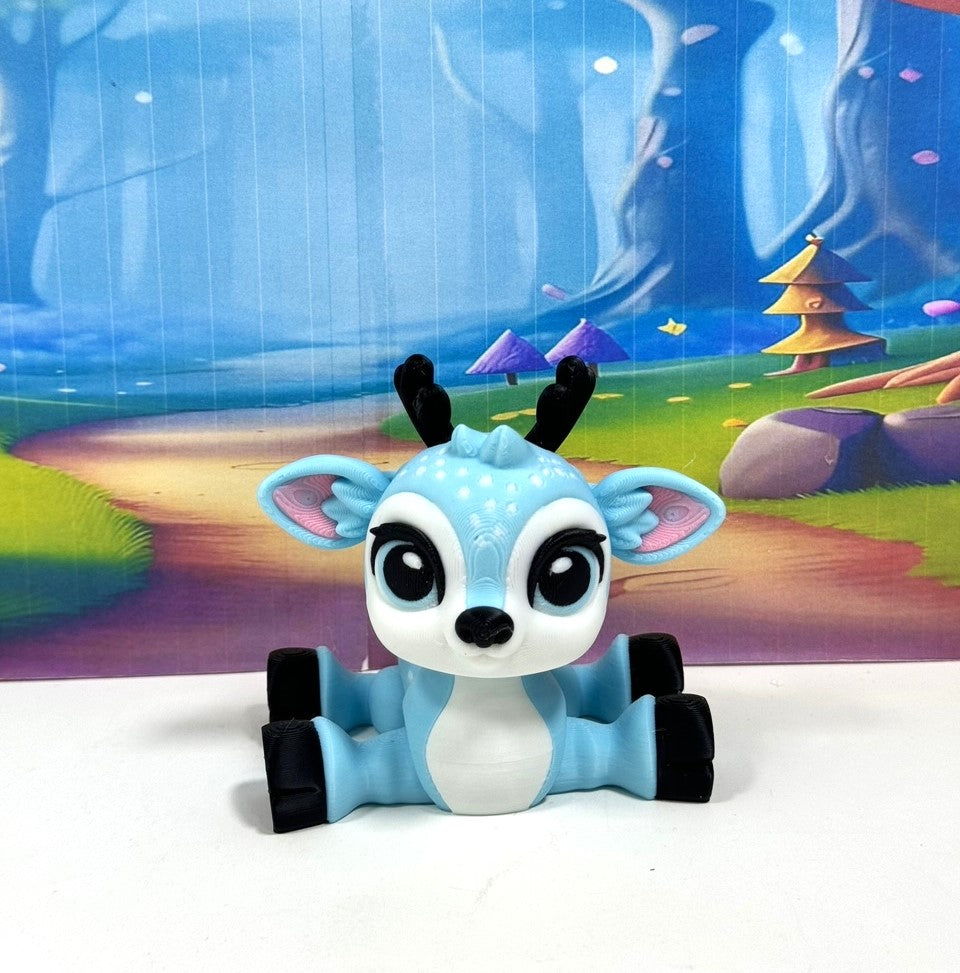 5pcs 3D Printed Reindeers, Articulated Christmas Baby Reindeers, Fidget ADHD Autism Toy, Holiday Decor - ABR001-BLUE