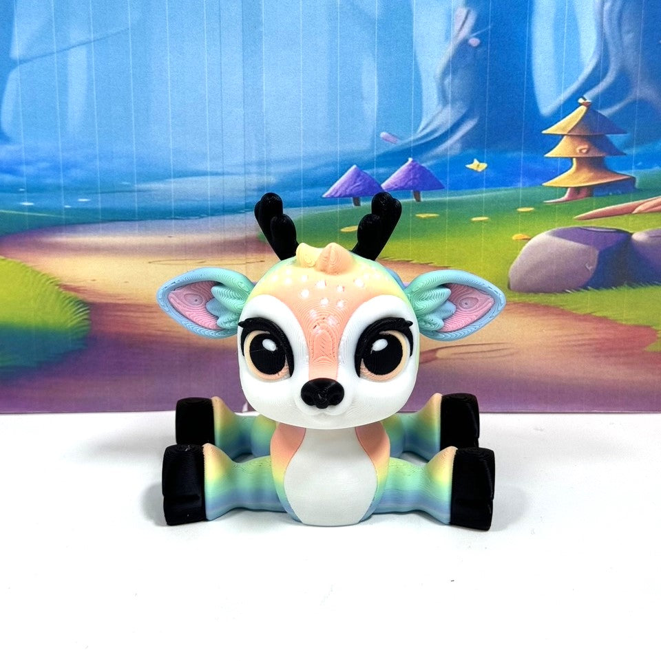 5pcs 3D Printed Reindeers, Articulated Christmas Baby Reindeers, Fidget ADHD Autism Toy, Holiday Decor - ABR001-RAINBOW