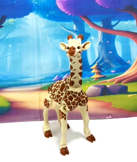 Articulated Giraffe Figurine, Detailed 6" Safari Animal Plastic Model Figure, Zoo Animal Fidget Toy, Movable Joints and Neck, Executive Desk Toy - AG001-BROWN