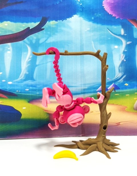 2pcs Articulated Monkey, 3D Printed Fidget Toy, Posable, Hangable Monkeys, Stands on Its Own for Fun Poses and Display-AM001-MC-PB