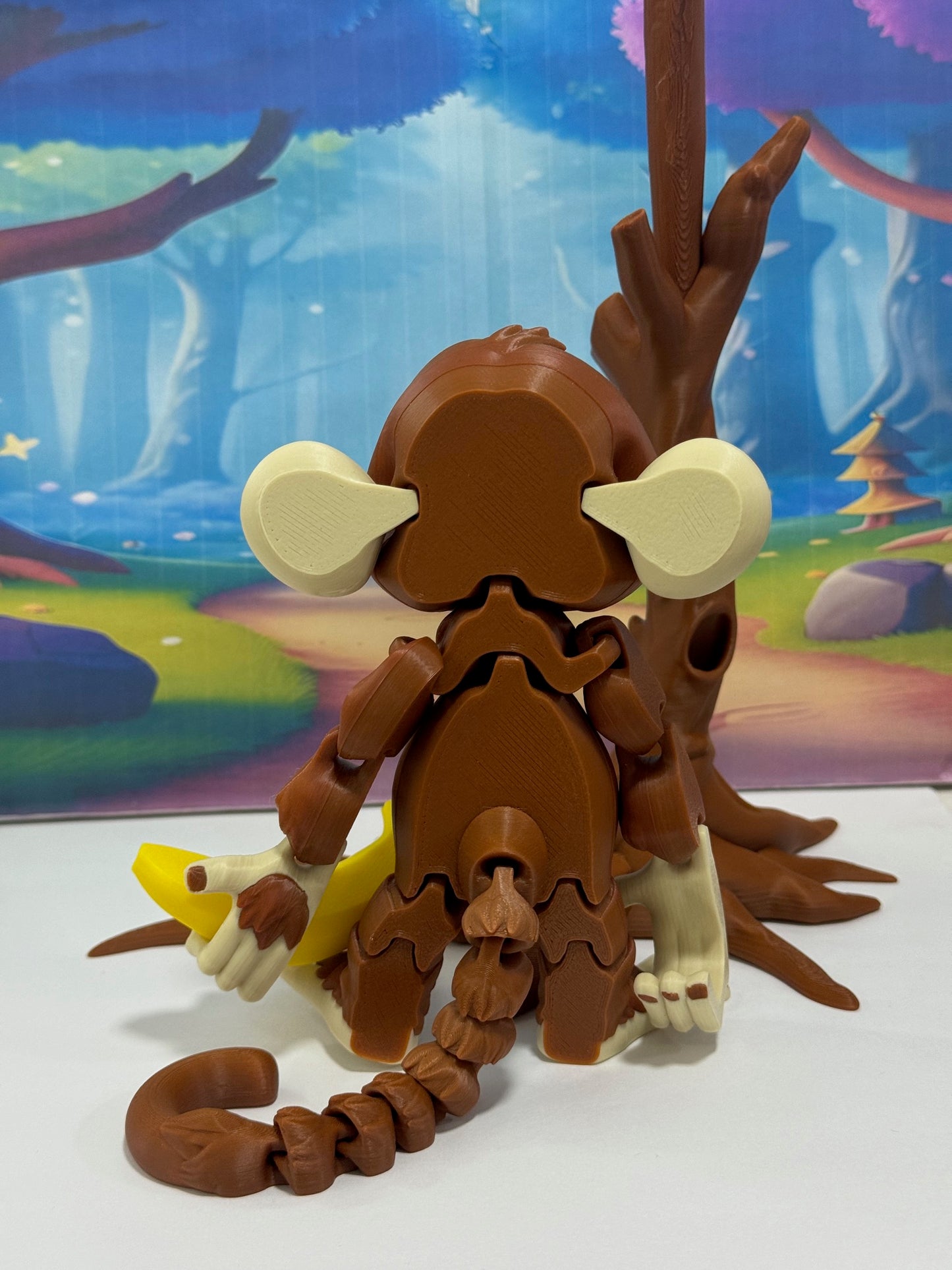 2pcs Articulated Monkey, 3D Printed Fidget Toy, Posable, Hangable Monkeys, Stands on Its Own for Fun Poses and Display-AM001-MC-BROWN