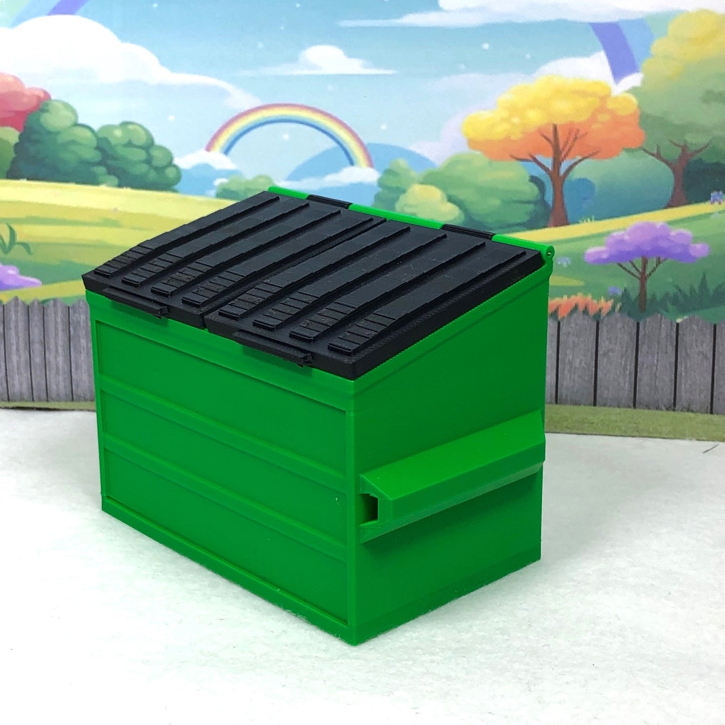 4pcs 3D Printed Racoon with Dumpster Bin, Articulated Colorful Trash Panda Racoons, Tiny Animal Figures, Birthday Party Decorations AR002-DB