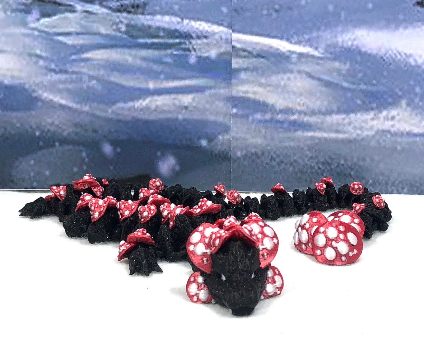 3D Printed Dragon with Egg, Articulated Black and Gold Crystal Dragon, Fidget ADHD Dragon Toy - D038