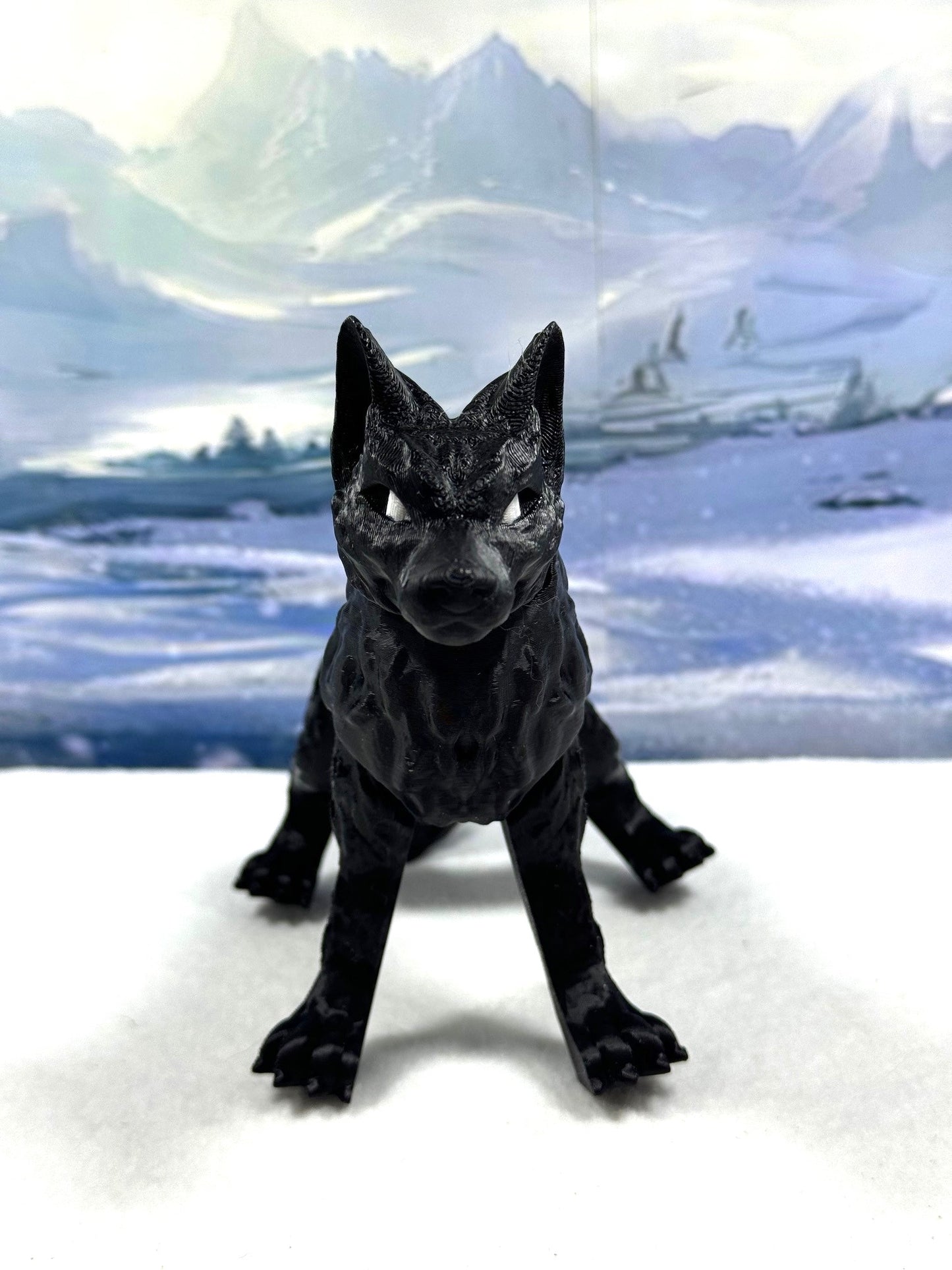 Black Articulated Wolf Toy, 3D Printed Wolf, 4.75" Executive Desk Decor, Fidget Toy