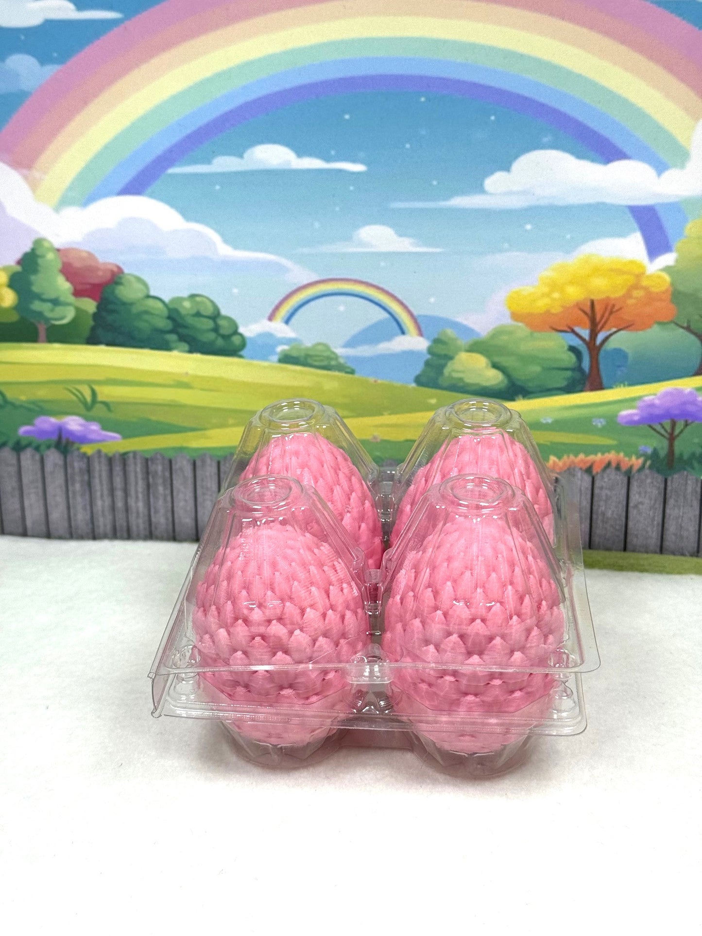 4pcs 3D Printed Mini Dinosaurs with Egg, Articulated Mini Dinosaurs, Fidget Mini Pocket Pals -MD001-PINK