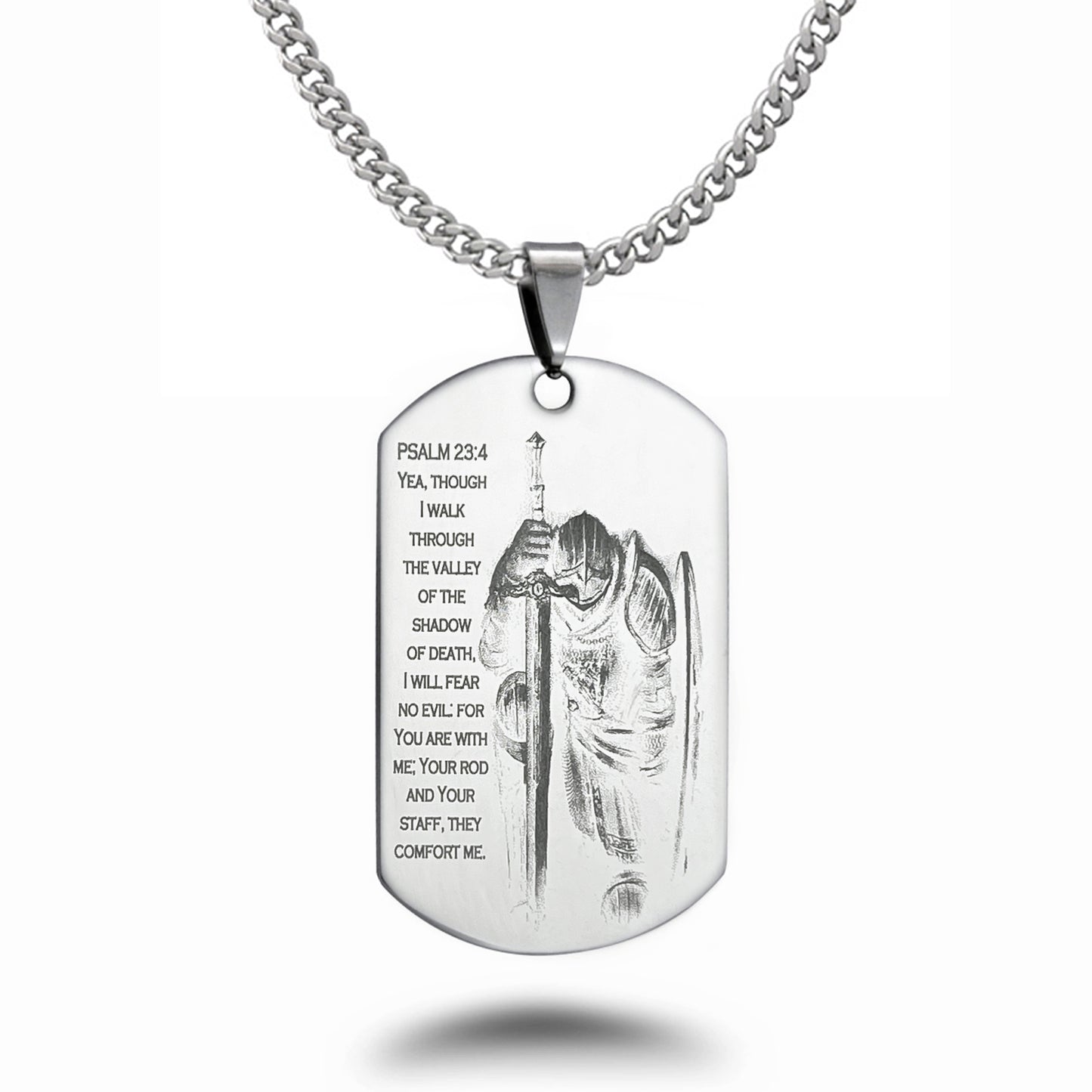 Personalize Stainless Steel Dog Tag Necklace for Men, New Dog Tag Pendant with Curb Chain 24 Inches SSN836-S