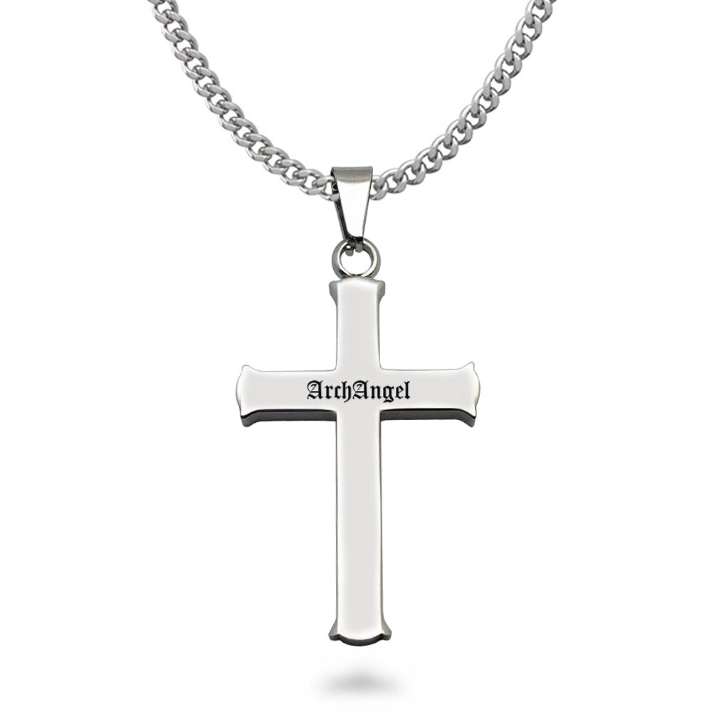 Personalized Cross Necklace forn Men Polished Stainless Steel Cross Pendant Necklace 24 Inches Chain SSN5488