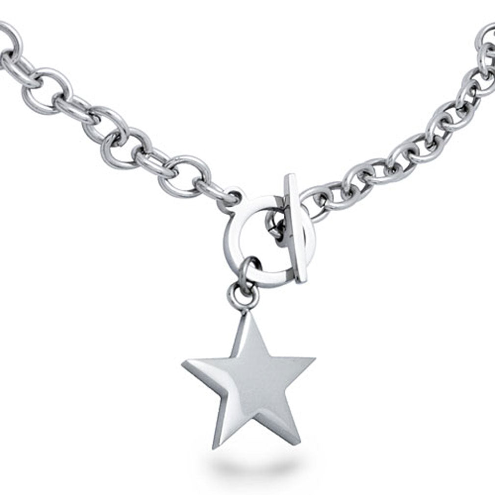 Star Necklace, Personalized Stainless Steel Star Toggle Necklace 18 Inches SSN105