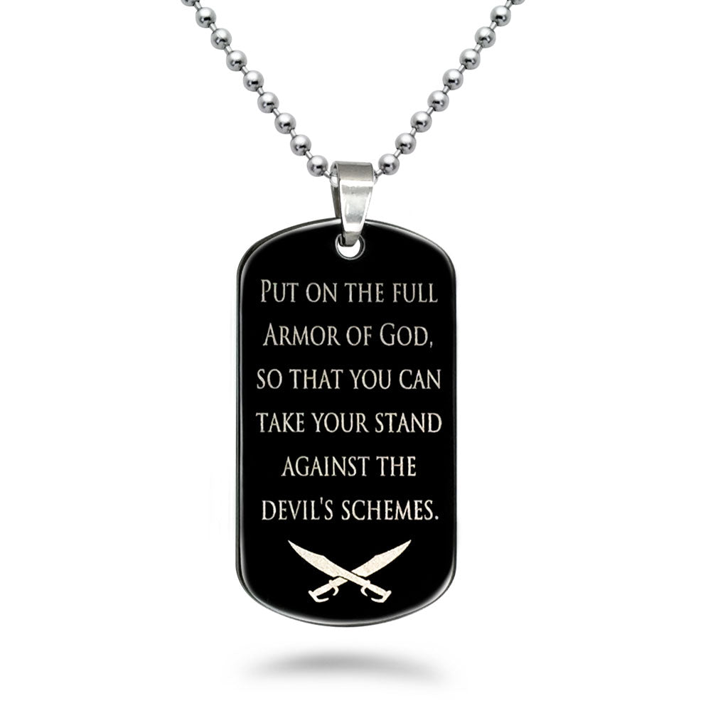 Stainless Steel Dog Tag Necklace for Men, Black Dog Tag Pendant with 24 Inches Bead Chain Necklace