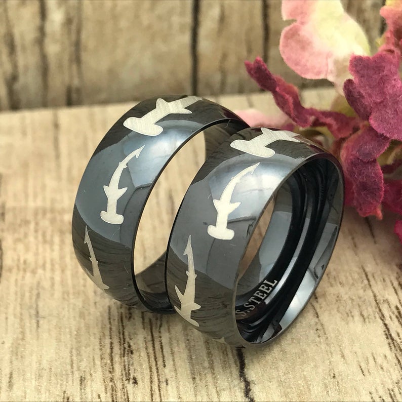 Hammerhead Shark Ring, Personalized Stainless Steel Ring for Men Customized Promise Ring SSR407