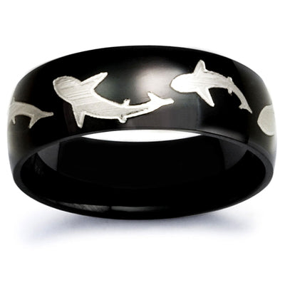 Shark Ring Personalized Stainless Steel Ring for Men Polished Classic Dome Ring Customized Promise Ring SSR411