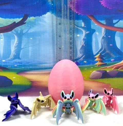 5Pcs 3D Printed Bat with Eggs, 3D Printed Egg, Articulated Fidget Toys for Halloween Decor, Colorful Articulated Bats Party Decorations