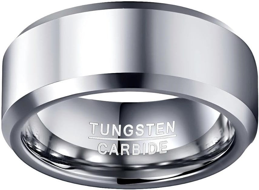 8mm Personalized Tungsten Ring for Men Polished Tungsten Carbide Engagement Wedding Band Customized Promise Ring TCR005