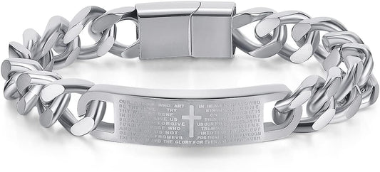 Personalized Bracelet for Men 20mm Black Stainless Steel ID Bracelet Custom Gift for For Men SSB236-B (Copy)