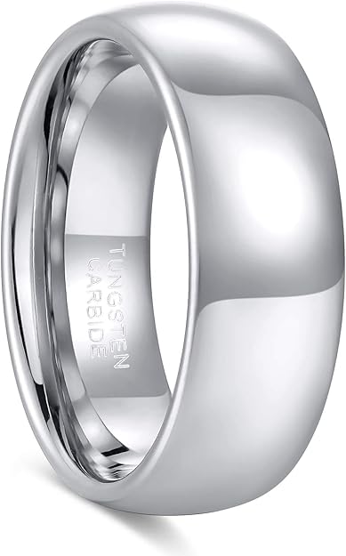 8mm Personalized Tungsten Ring for Men Classic Dome Tungsten Carbide Engagement Wedding Band Customized Promise Ring TCR405