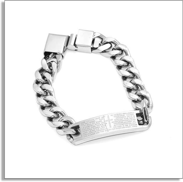 Personalized Bracelet for Men 20mm Black Stainless Steel ID Bracelet Custom Gift for For Men SSB236-B (Copy)