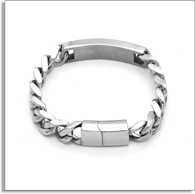 Personalized Bracelet for Men 20mm Black Stainless Steel ID Bracelet Custom Gift for For Men SSB236-B (Copy)